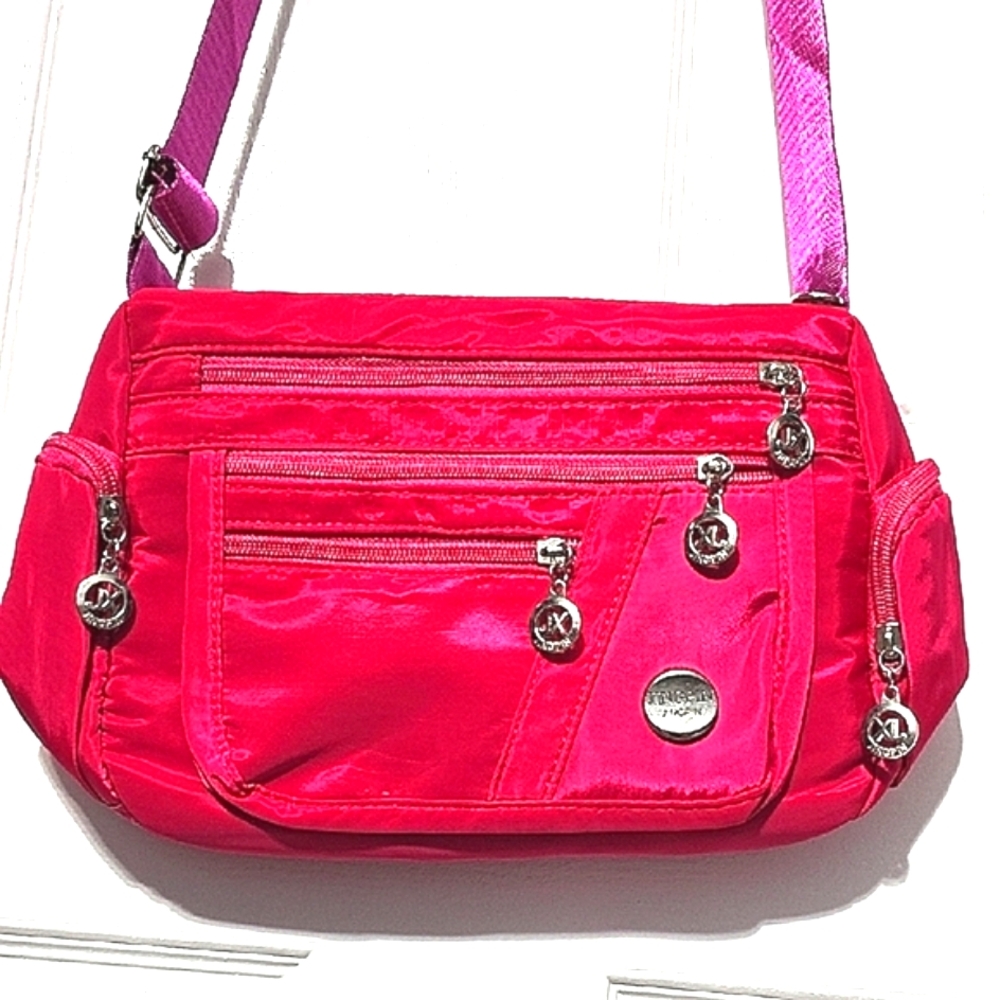 Sporty Pink Crossbody Bag with Adjustable Strap